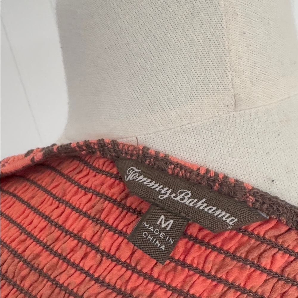 Tommy Bahama Coral Brown Palm Print Halter Dress Size M | Tropical Resort Style - Picture 4 of 5